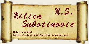 Milica Subotinović vizit kartica